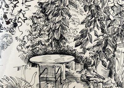 Peter Selgin, Pen & Ink, A Table in Liguria