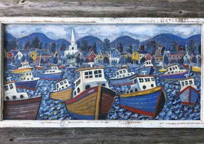 Peter Selgin, Paintings, Maine Lobster Boats in Harbor