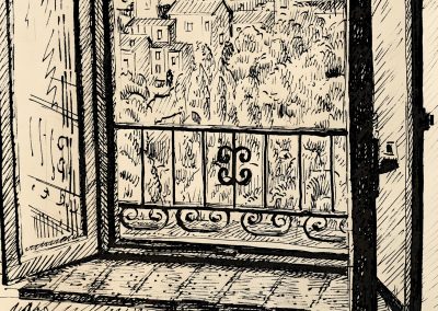 Peter Selgin, Pen & Ink, Window in Vitorchiano